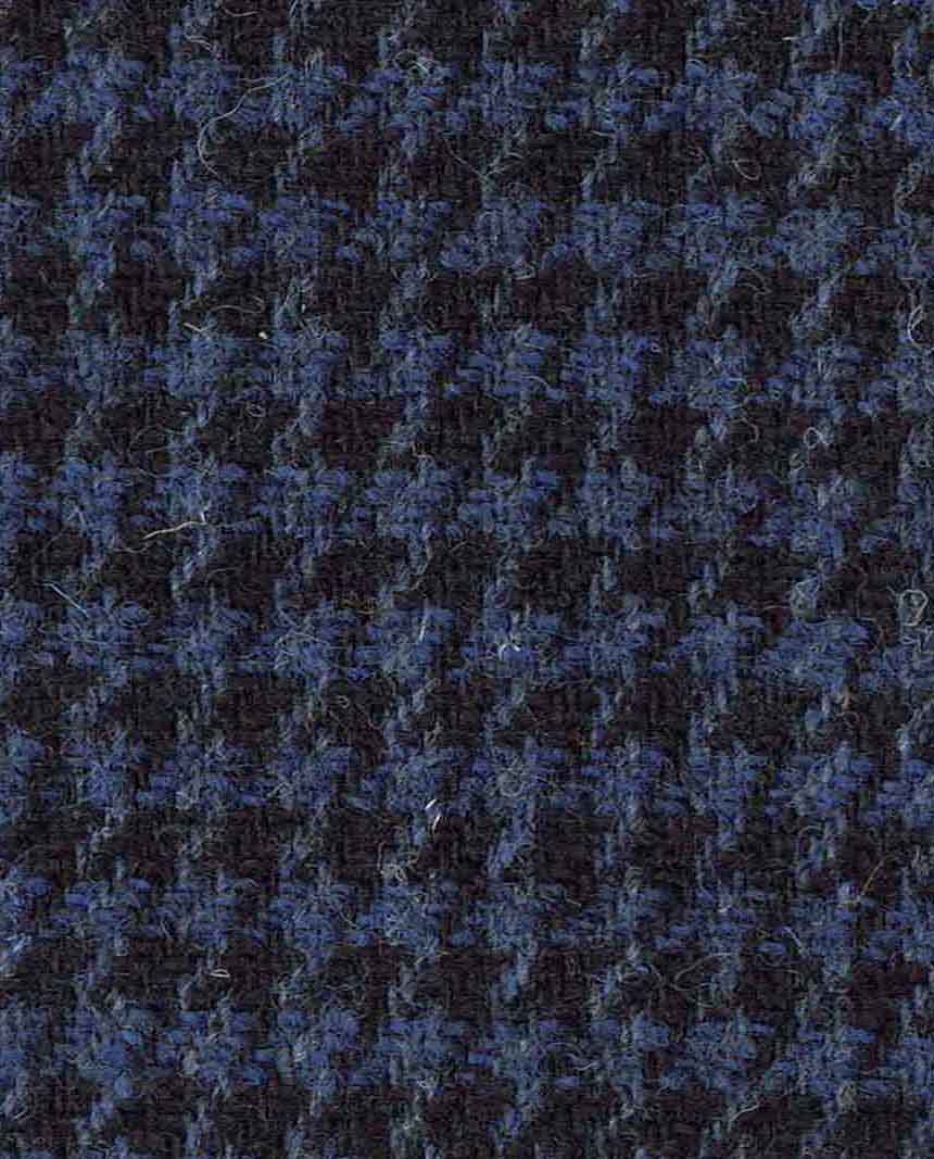 Wales - Harris Tweed Weste mit Kragen in blau-schwarzem Hahnentritt