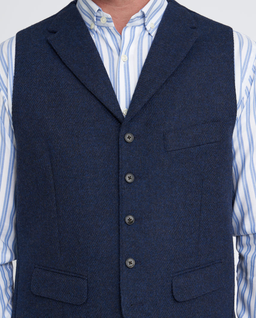 Harris Tweed Weste "Wales" in ink blue