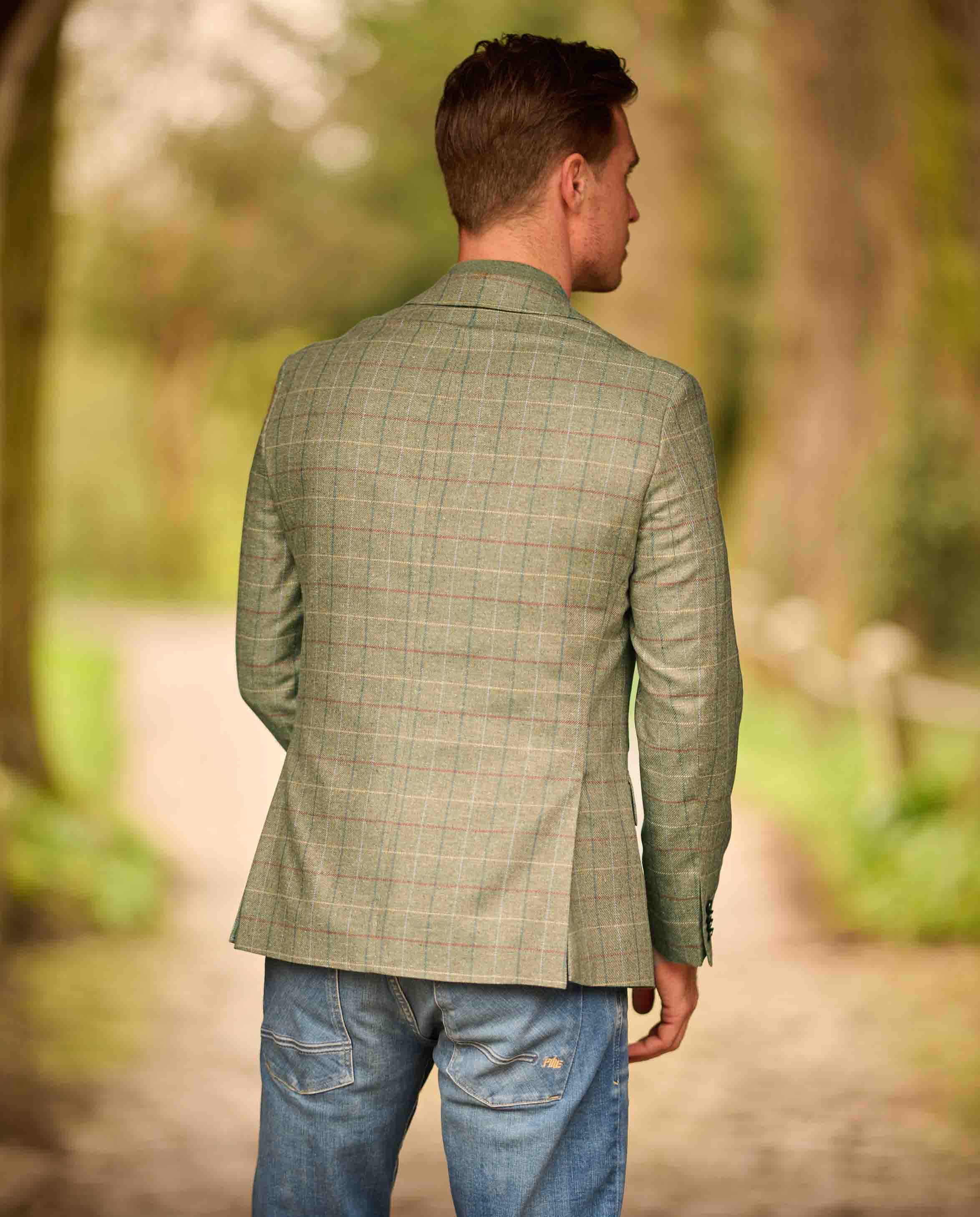 Summer jacket ''London'' in green check made of silk