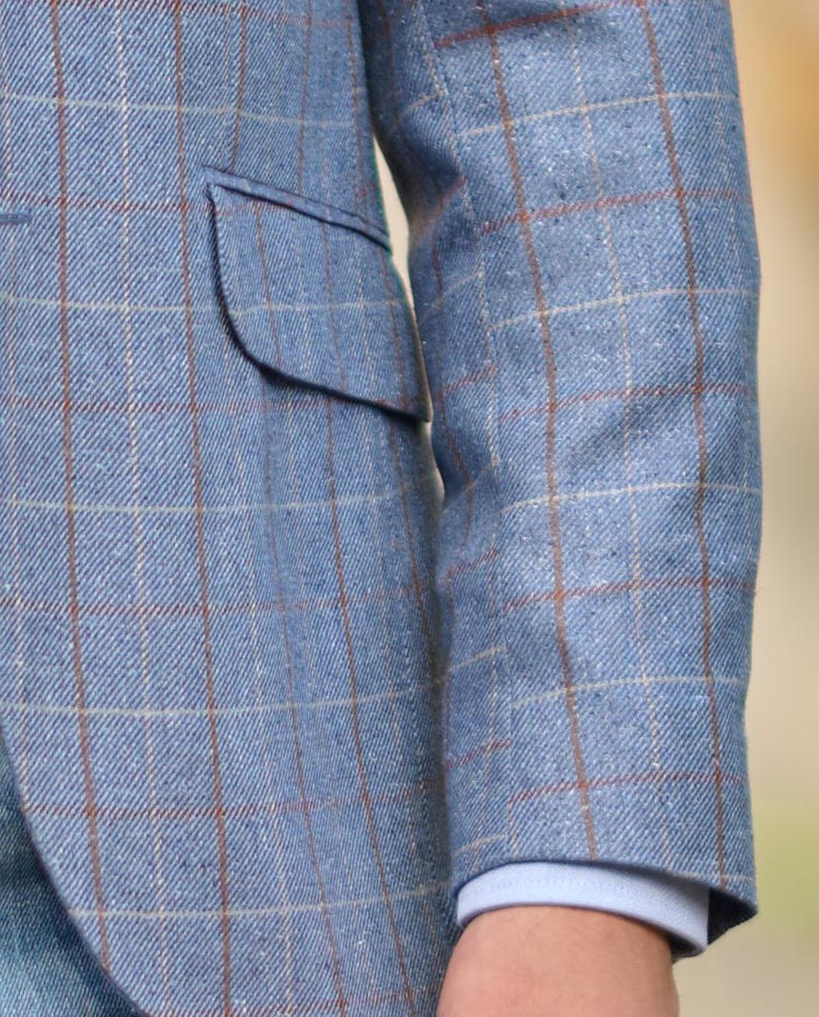 edles Seiden Sakko "London" in blau mit dezentem Überkaro