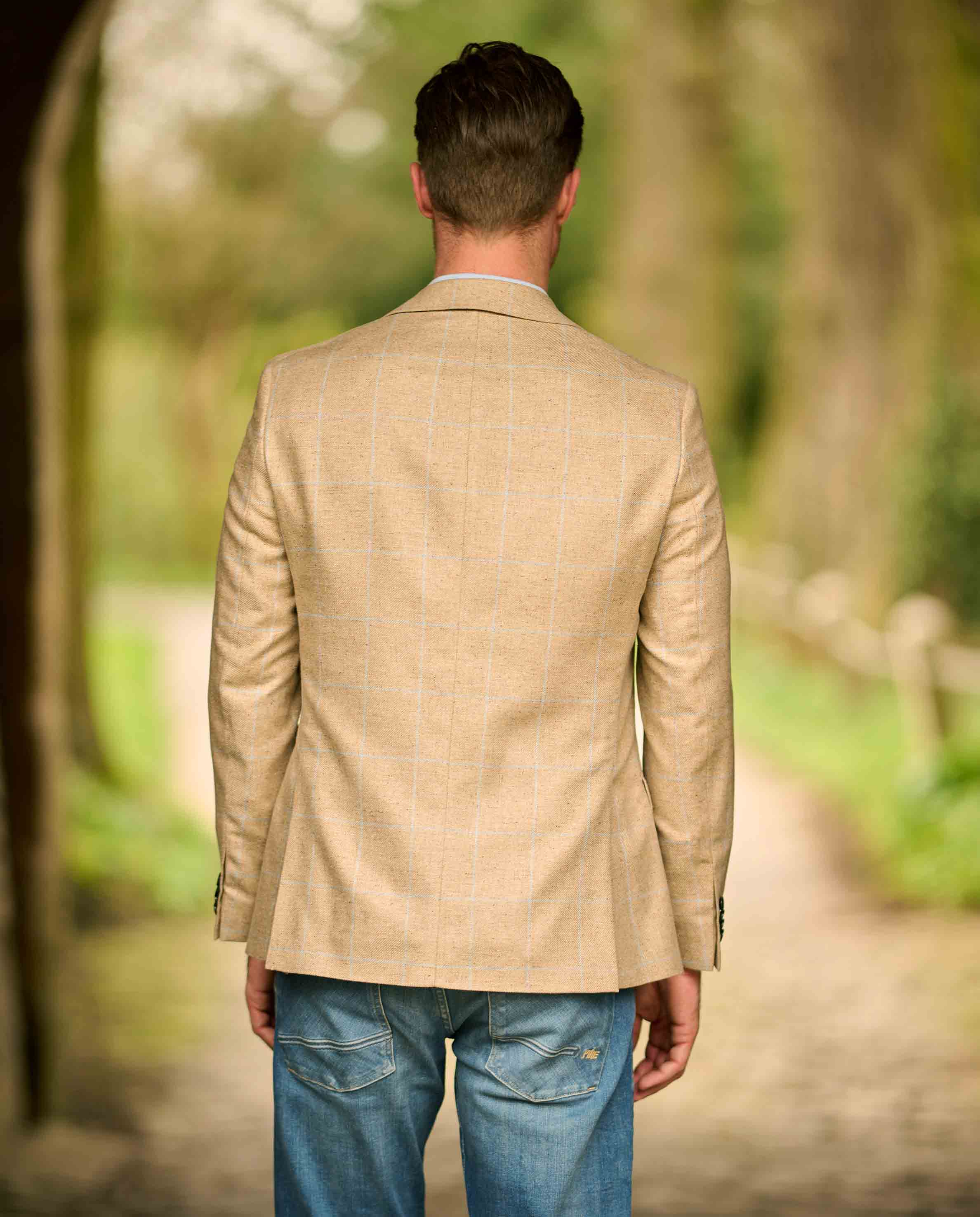 Summer jacket ''London'' made of silk in beige check