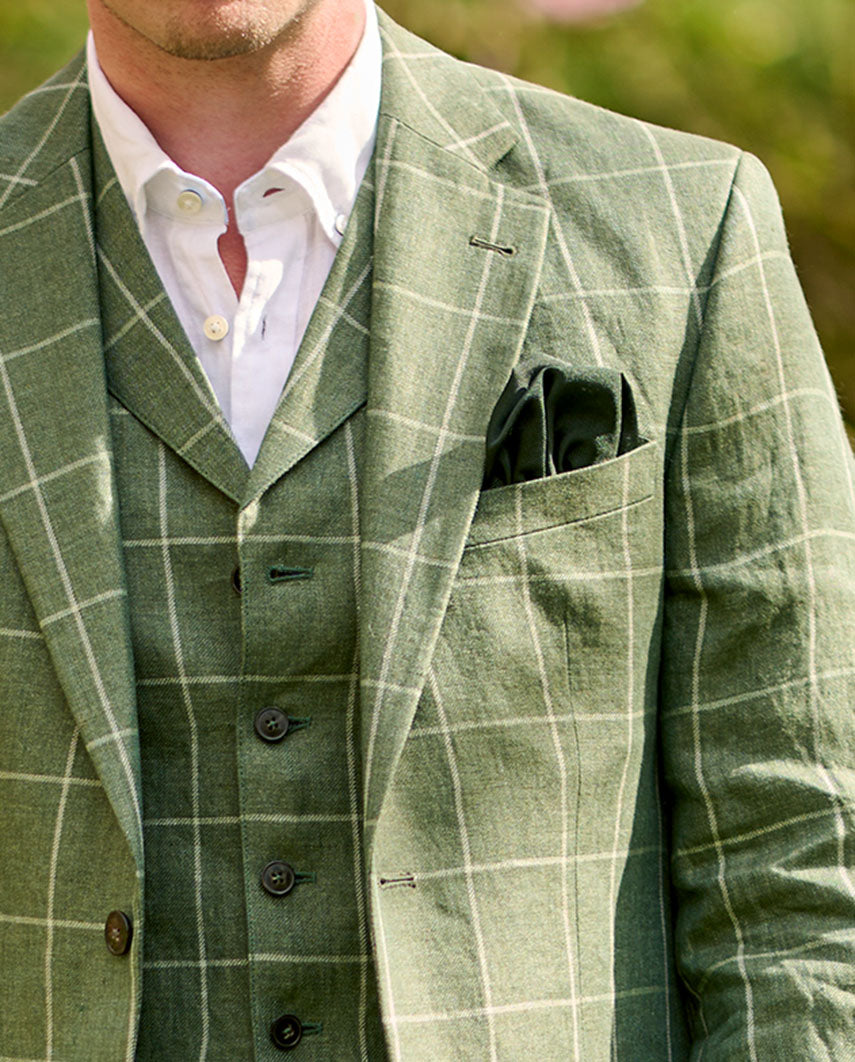 edles Herren Leinensakko ''London'' im grünen Fensterkaro