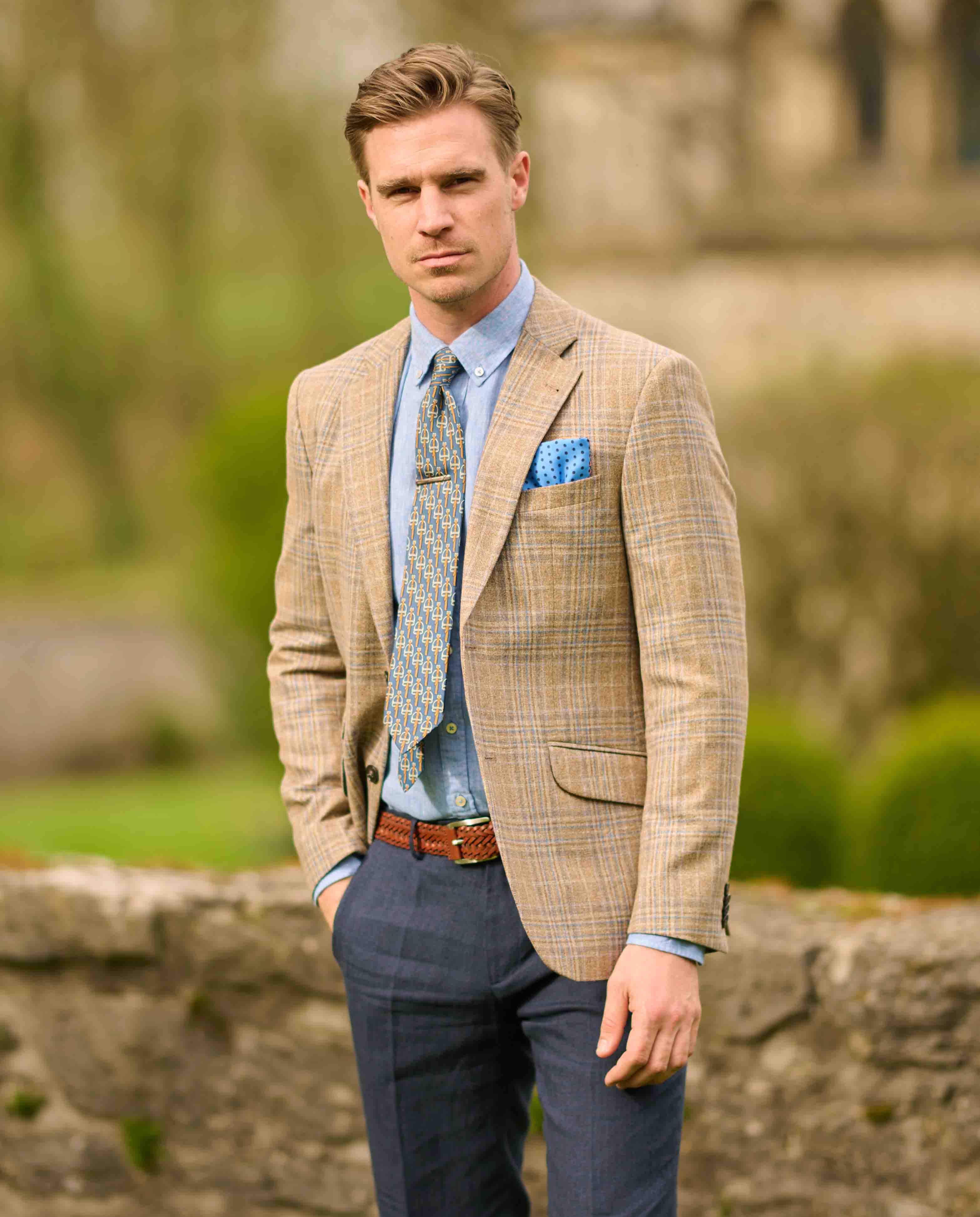 Sommersakko ”London” im karierten, edlen Seide-Schurwoll-Mix