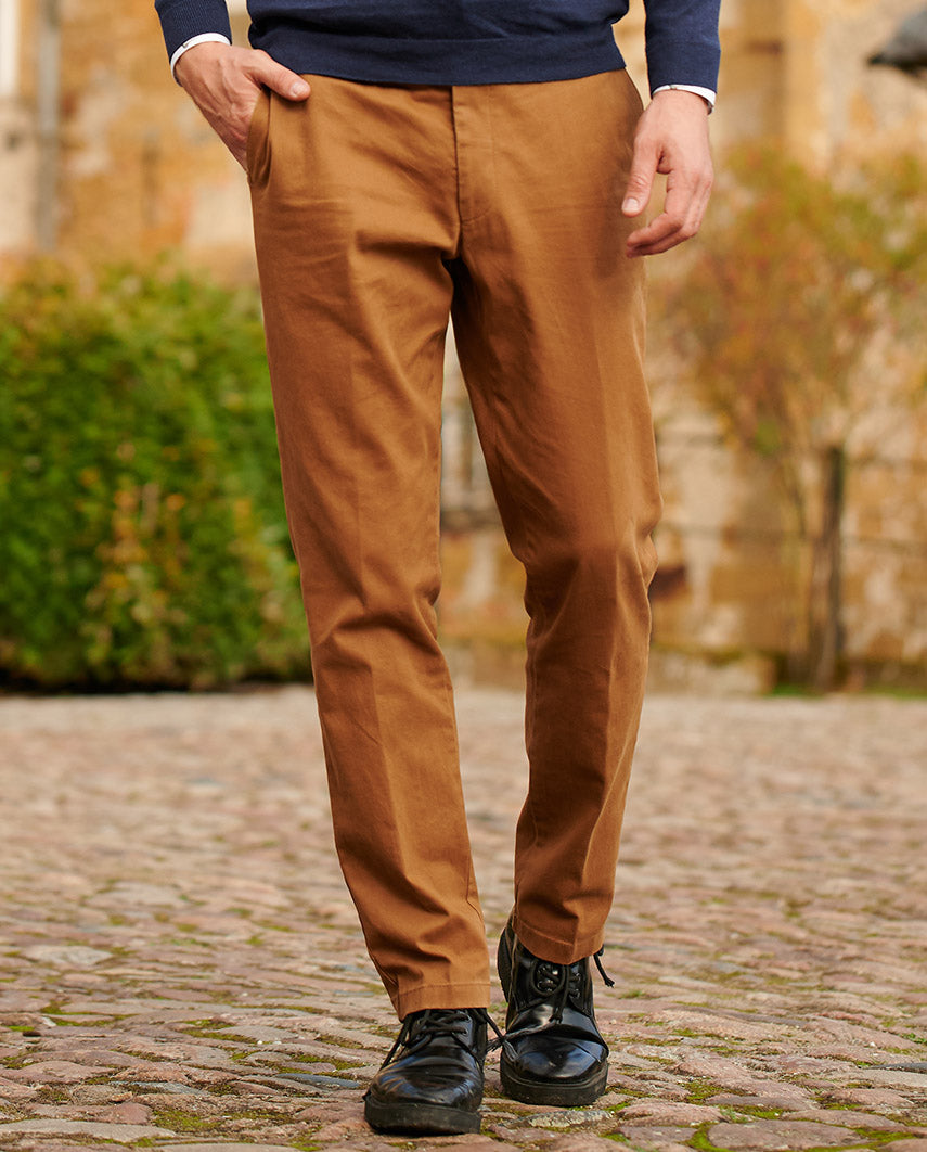 Mr. Jones – klassische Baumwollhose in orange