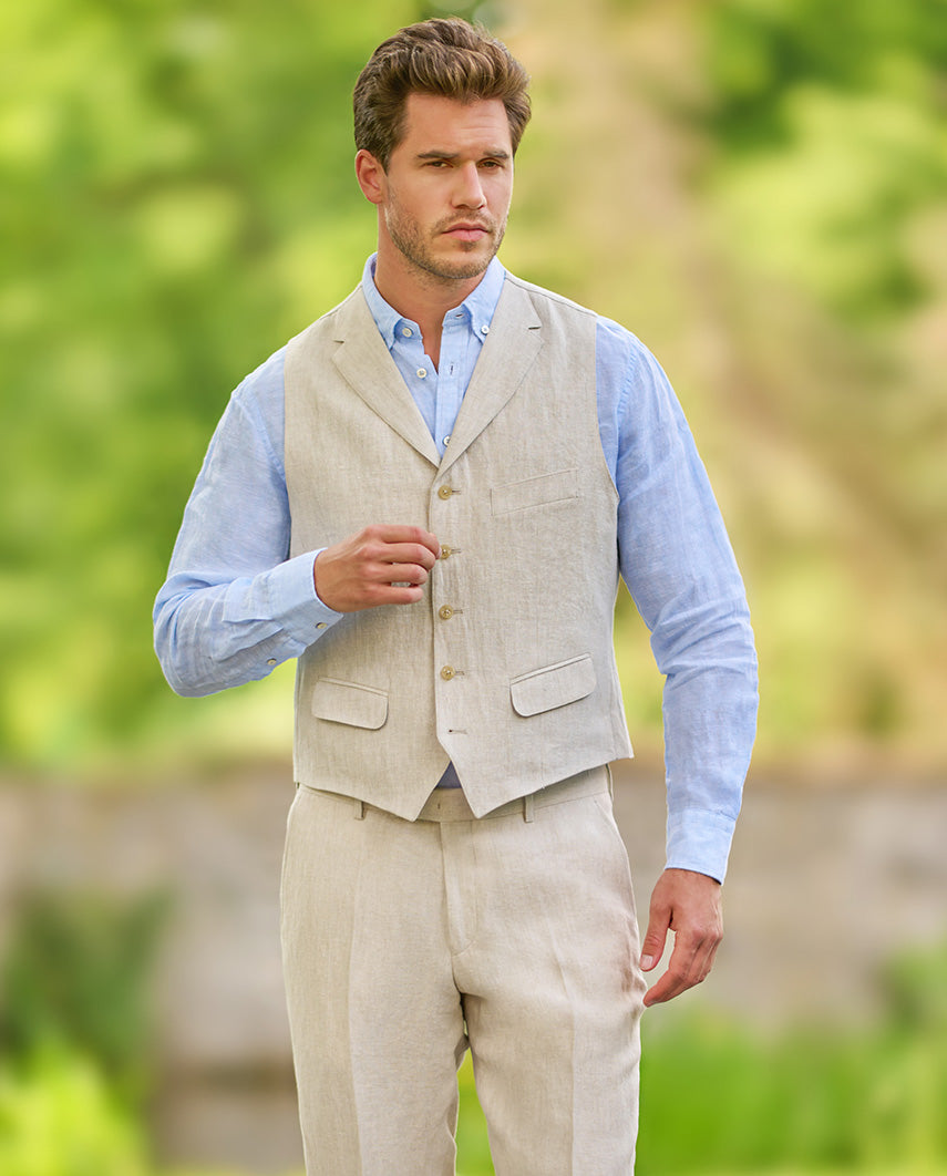 Men's linen vest ''Wales'' in nature