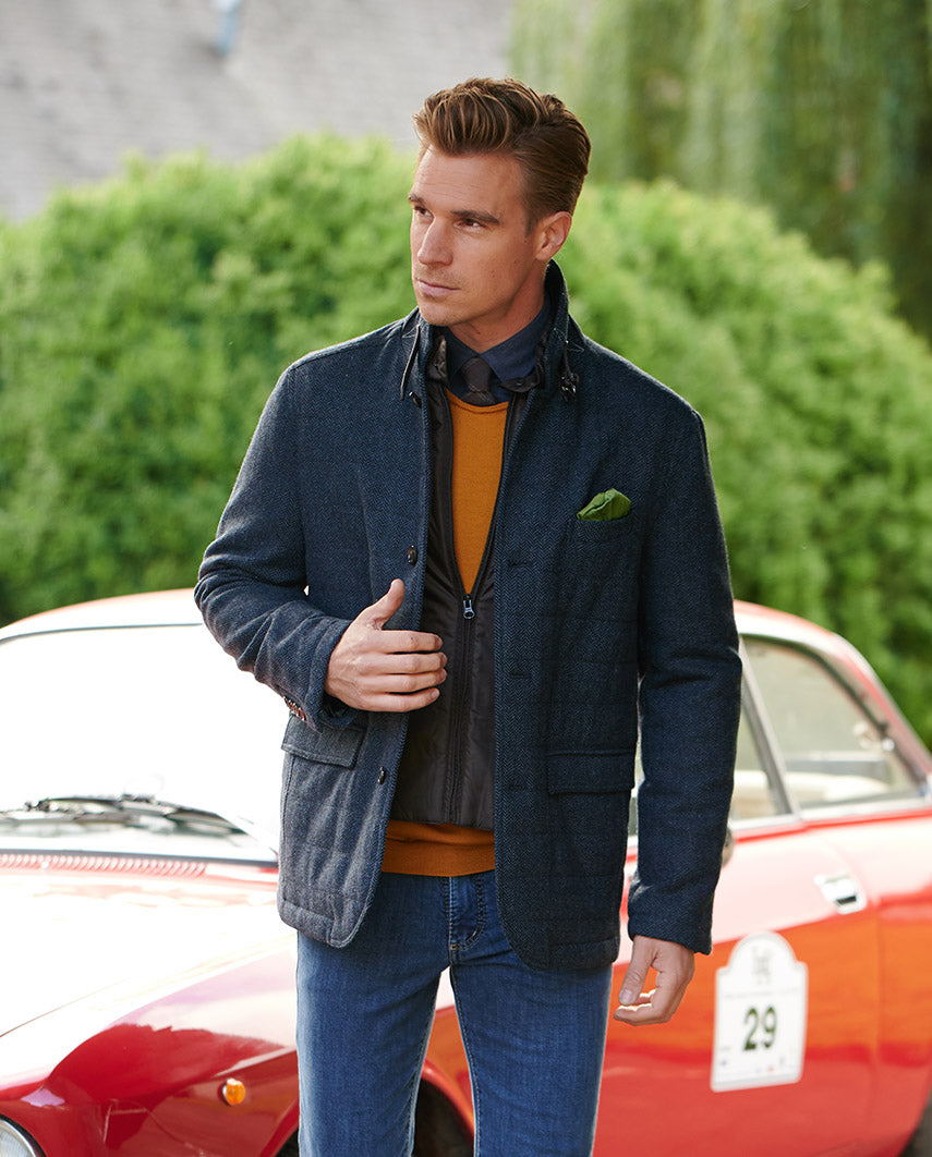 Herren Tweed Jacke ''Austria'' Jacke in blue herringbone