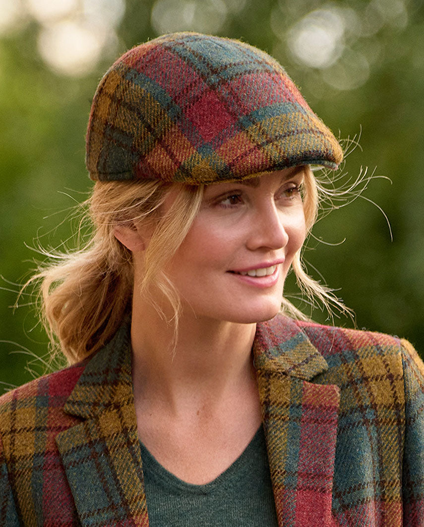 Harris Tweed Mütze "Henry Cap" in colorful Tartan