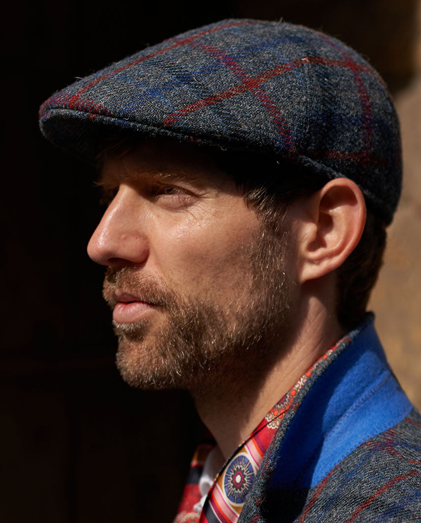 Henry Cap – Harris Tweed Mütze in royal check