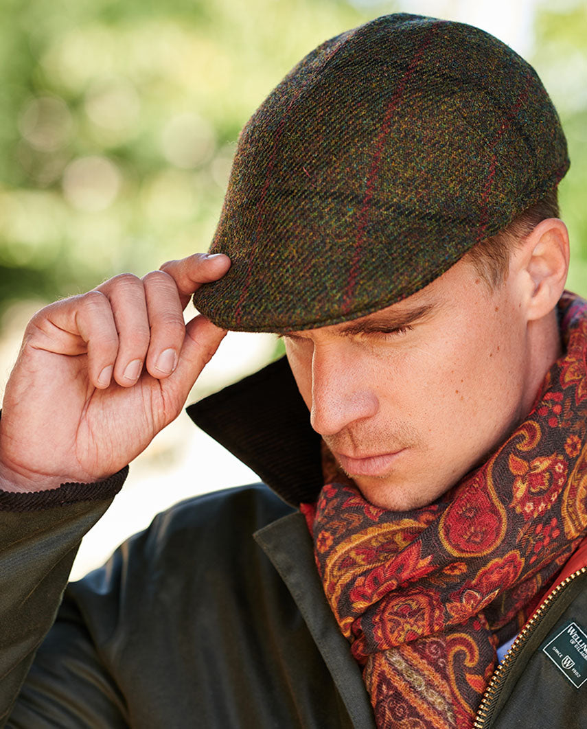 Harris Tweed Mütze ”Henry Cap” in green Overcheck