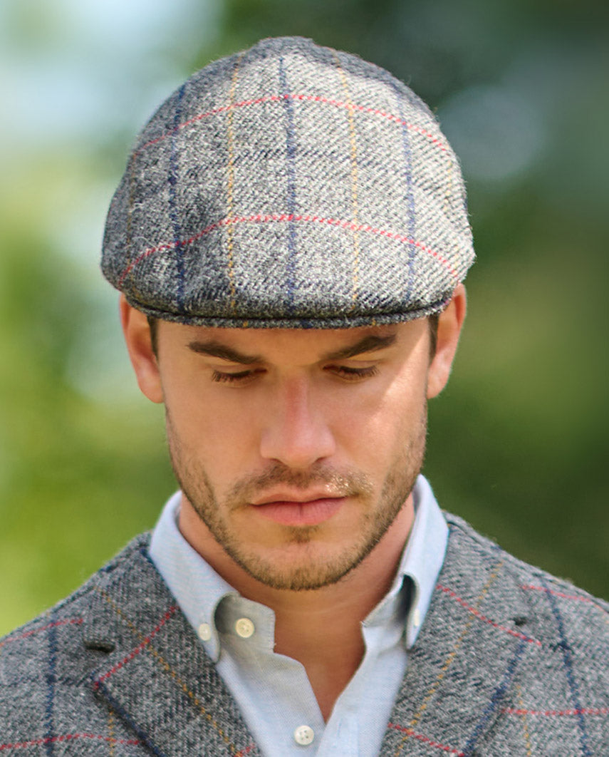 Harris Tweed Mütze "Henry Cap" in anthra check