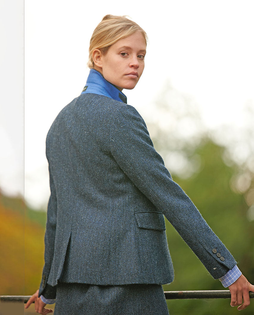 Harris Tweed Blazer ''Carola'' in blue Herringbone