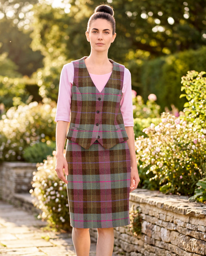 Bleistiftrock aus Harris Tweed in Tartan Check