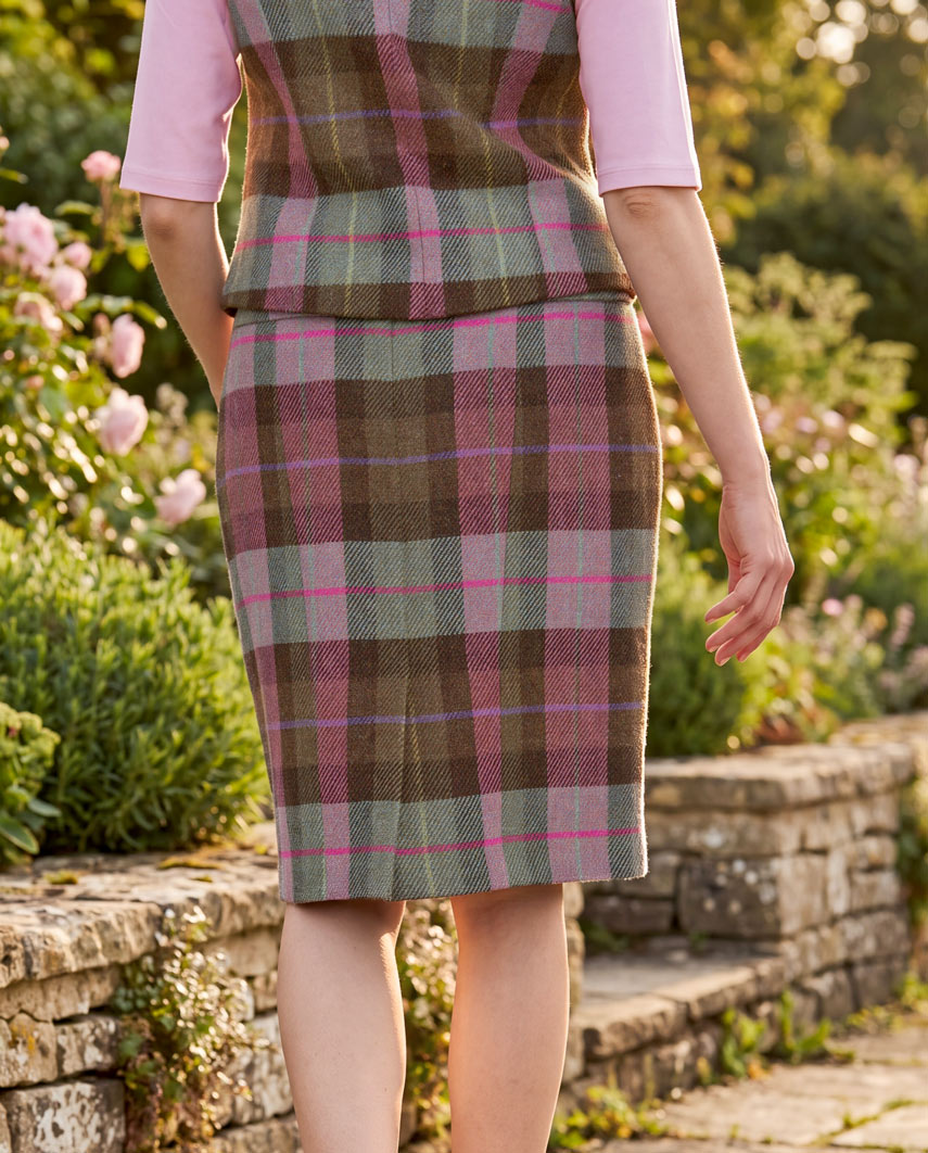 Bleistiftrock aus Harris Tweed in Tartan Check