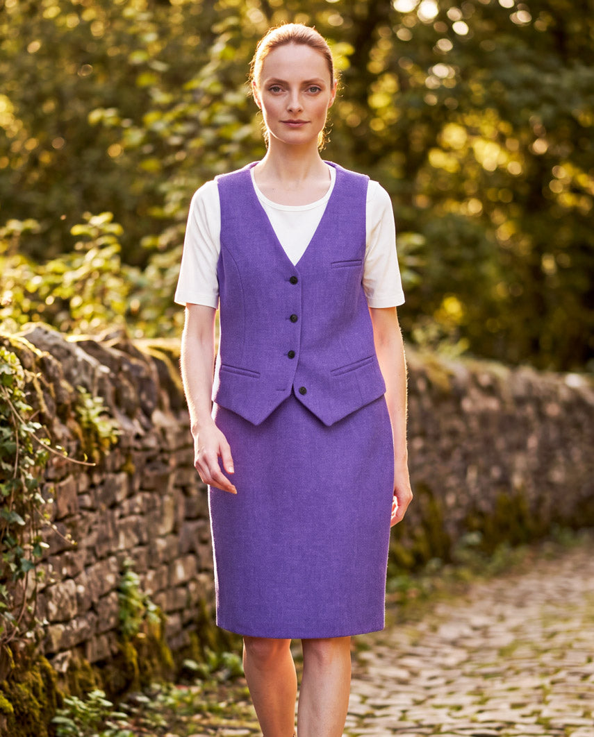 Bleistiftrock aus Harris Tweed in lavendel