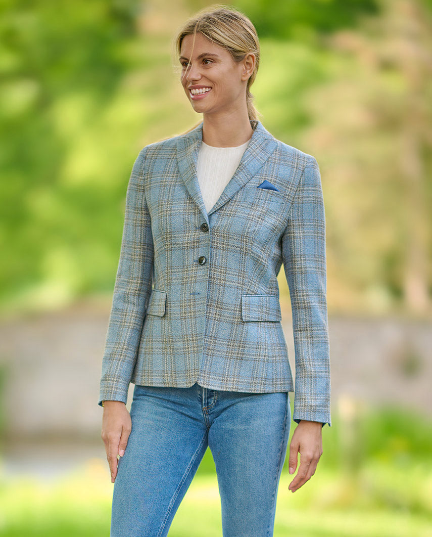 Summer blazer ''Ladiesclub'' in a checked, fine new wool mix