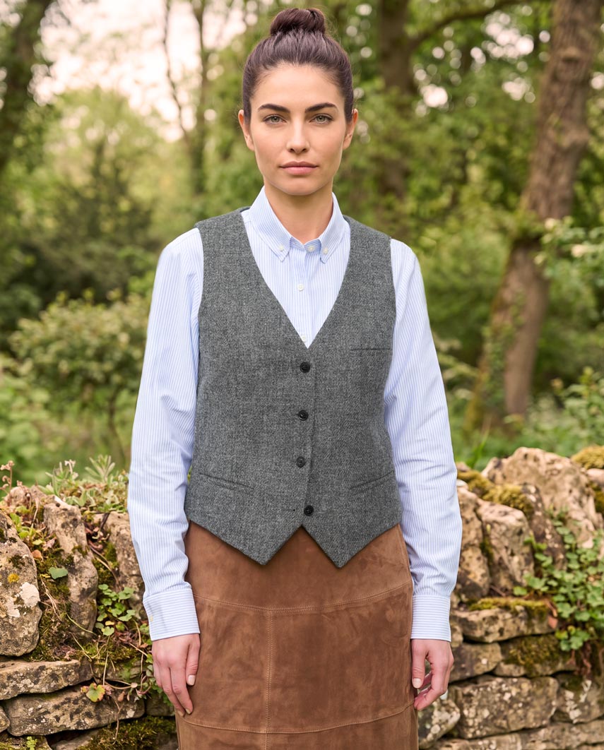 Damen Harris Tweed Weste "Lea" in anthra melange