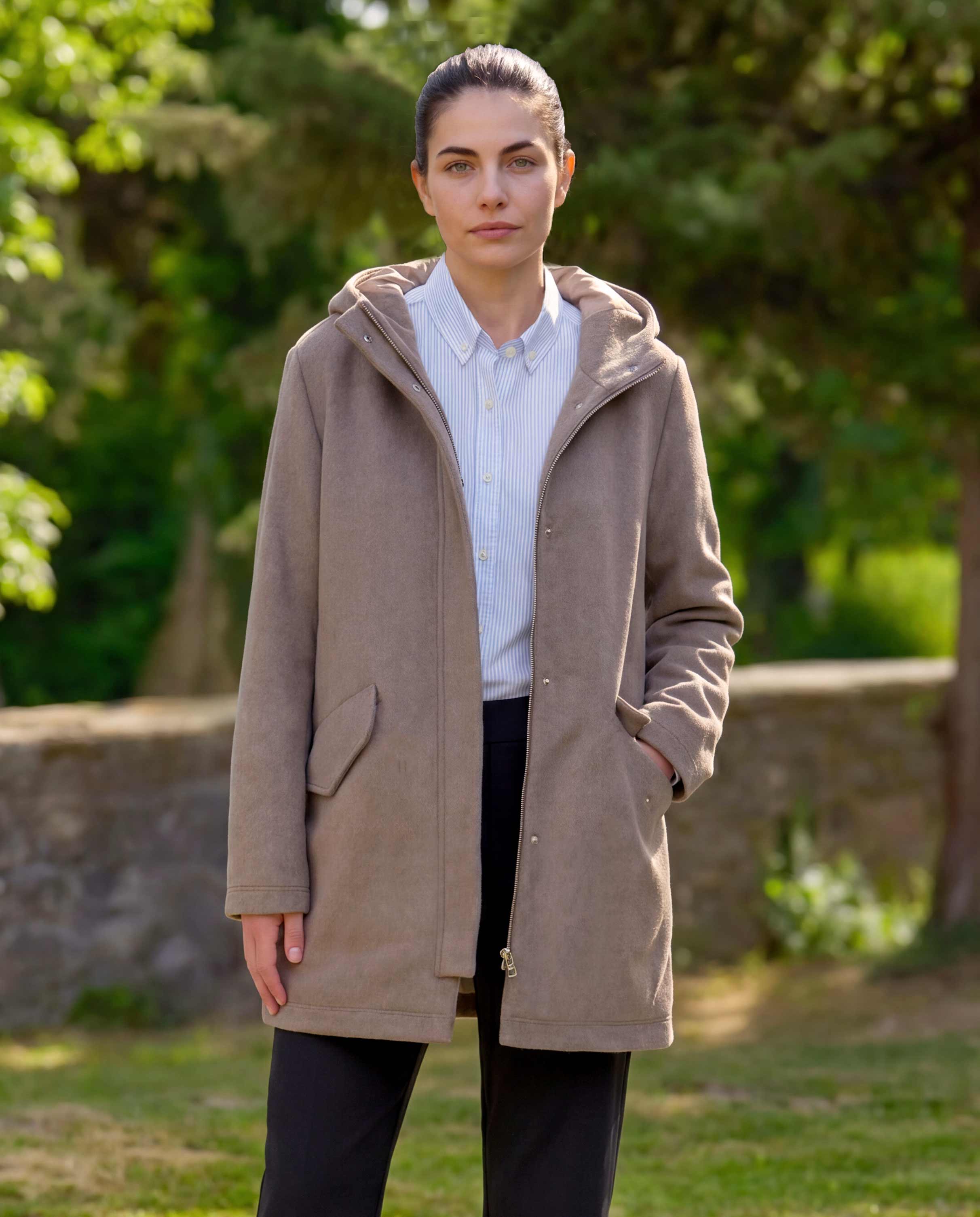 Damen-Parka „Liz Parka“ aus Woll-Kaschmir-Mix in Taupe