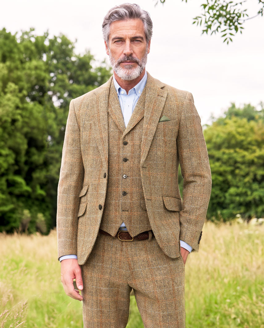 Harris Tweed Sakko ''London'' in sand herringbone