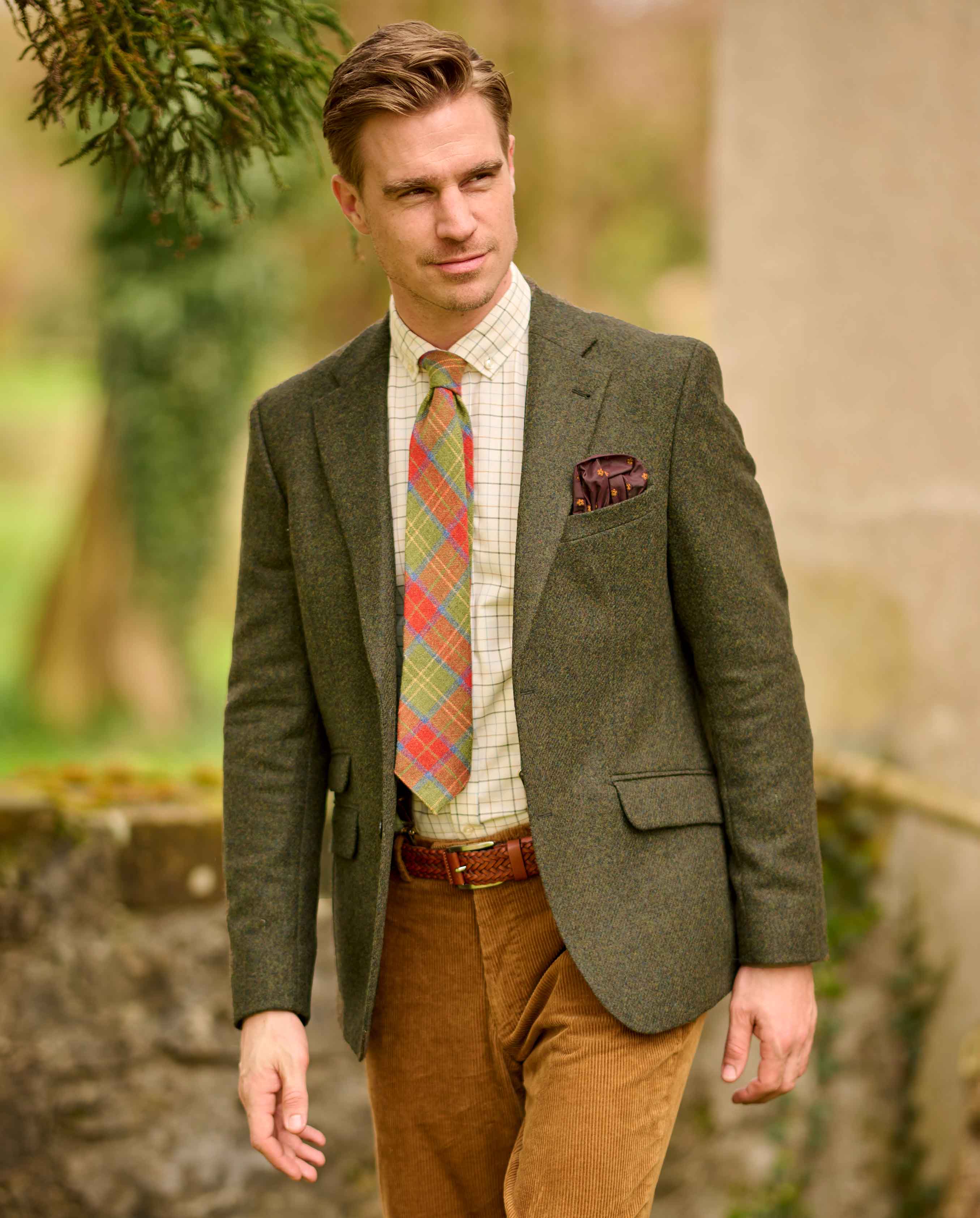 Tweed jacket "London" in dark green melange