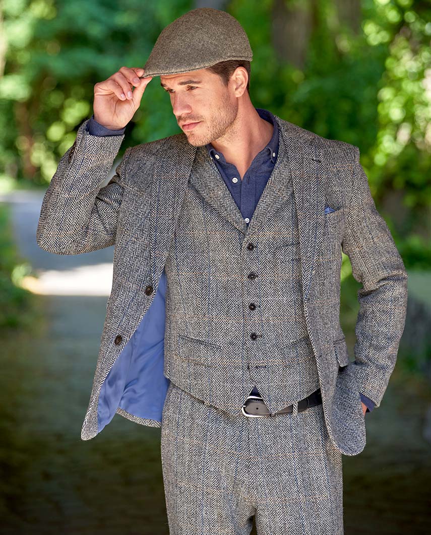 Harris Tweed Sakko ''London'' in grey Herringbone