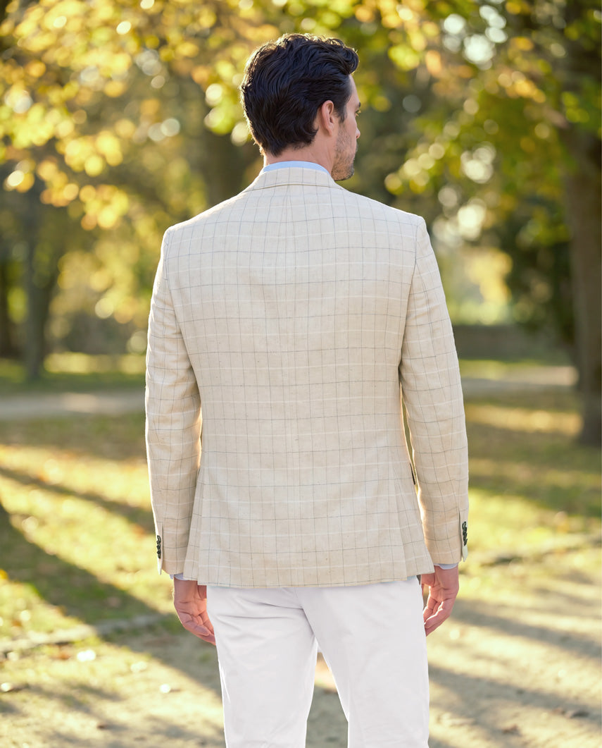 Sommersakko ''London SO'' aus Seide in light cream check