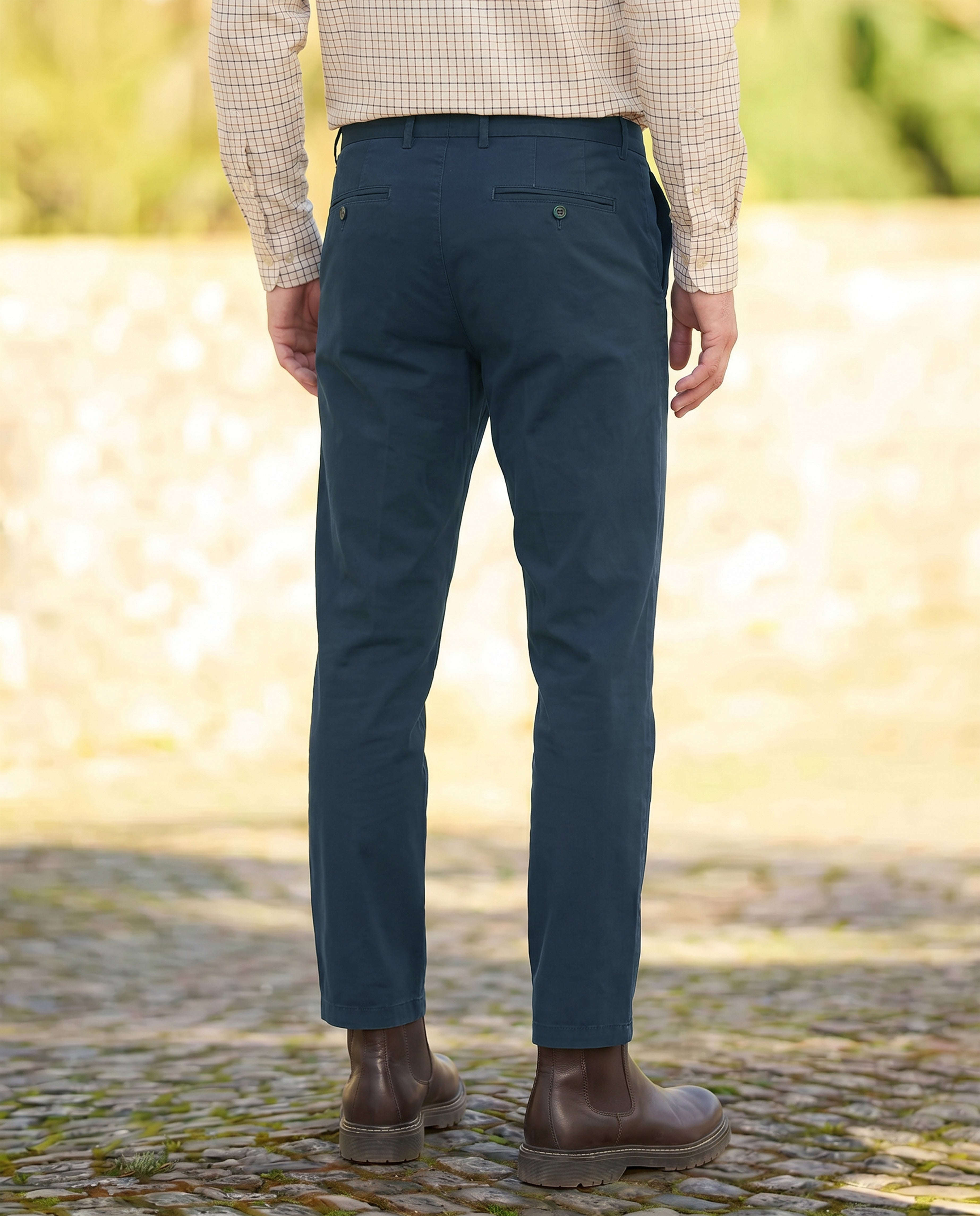 Men's winter chinos 'Mr. Jones' in Navy - Premium Pima Cotton