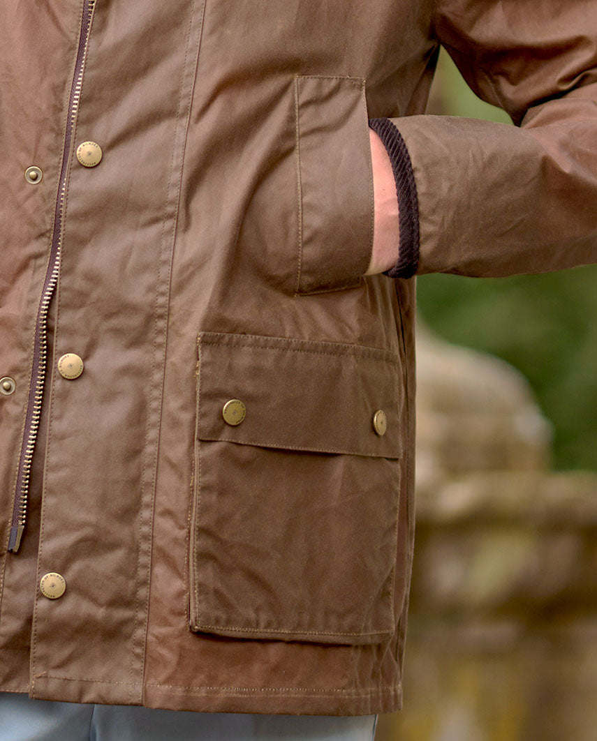 Lightweight men's wax jacket "Starberg" in sand