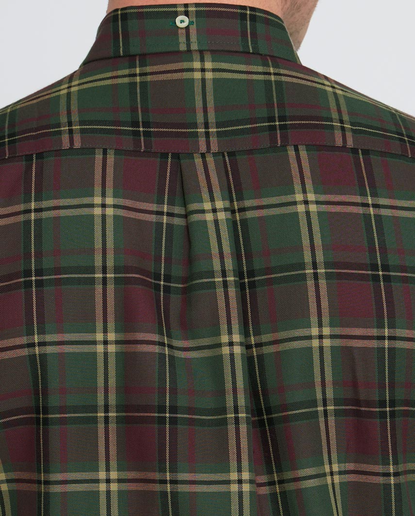 Herrenhemd ‚,Steward'‘ mit Button-Down-Kragen – oliv plum check