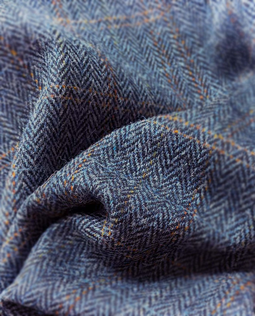 Harris Tweed Weste ''Wales'' in grey-blue herringbone