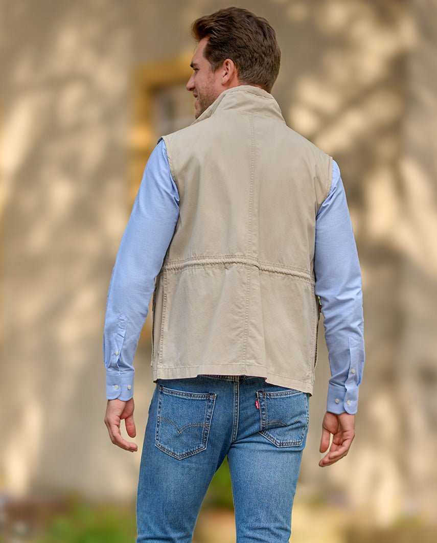 Austin - funktionale Herren Baumwollweste in beige - Wellington of Bilmore