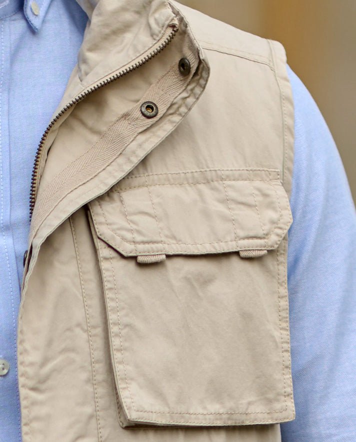 Austin - funktionale Herren Baumwollweste in beige - Wellington of Bilmore