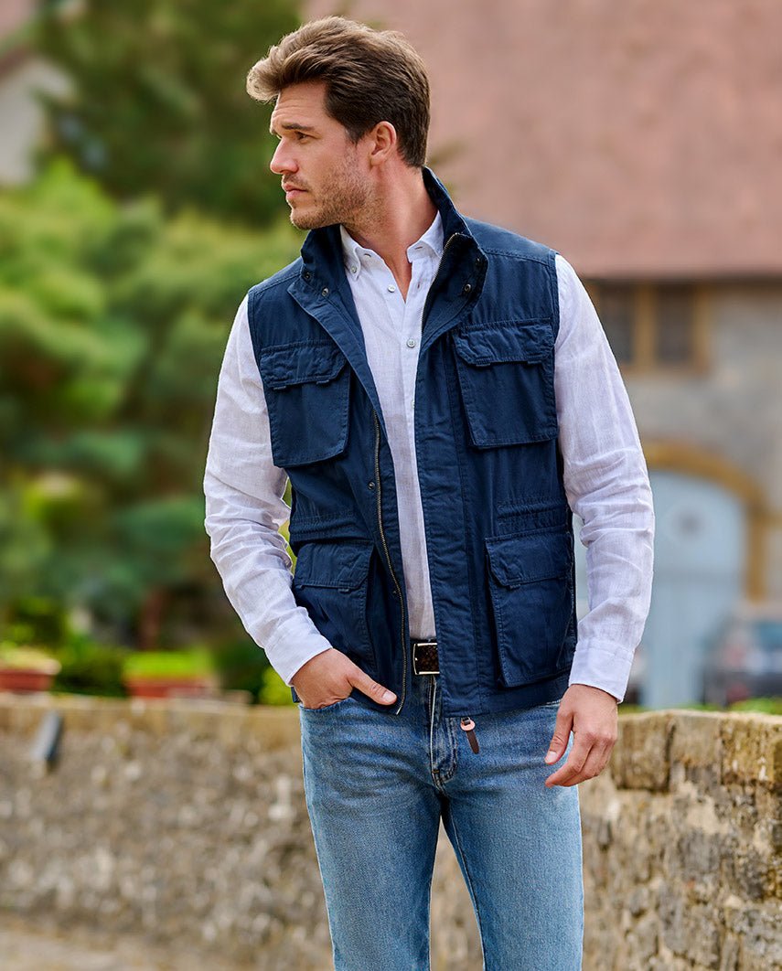 Austin - funktionale Herren Baumwollweste in dunkleblau - Wellington of Bilmore