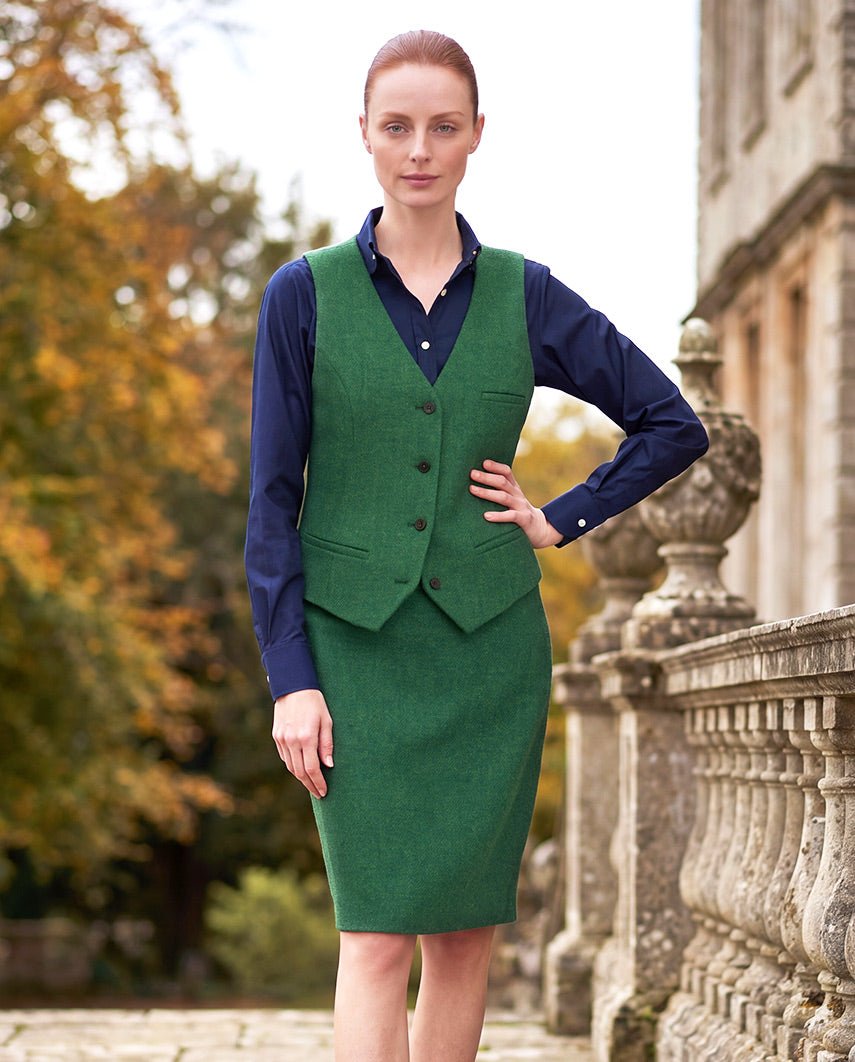 Bleistiftrock aus Harris Tweed in green Twill - Wellington of Bilmore
