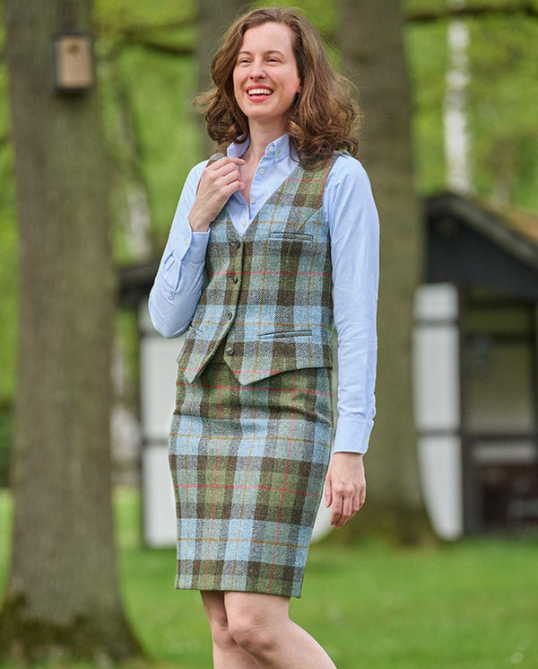 Harris Tweed Pencil Skirt in Highland Check