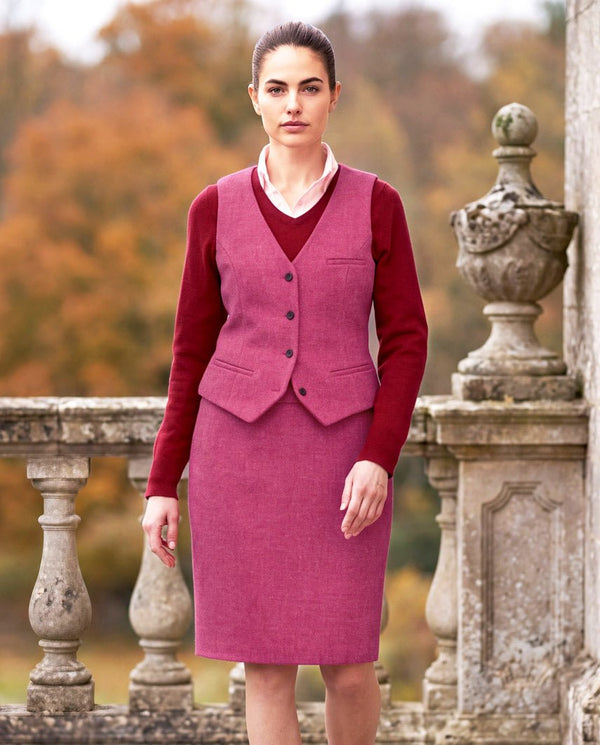 Bleistiftrock aus Harris Tweed in Pink Tweed