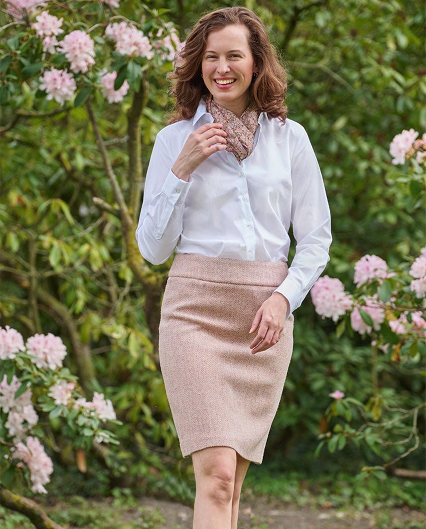 Bleistiftrock aus Harris Tweed in rosé Tweed - Wellington of Bilmore