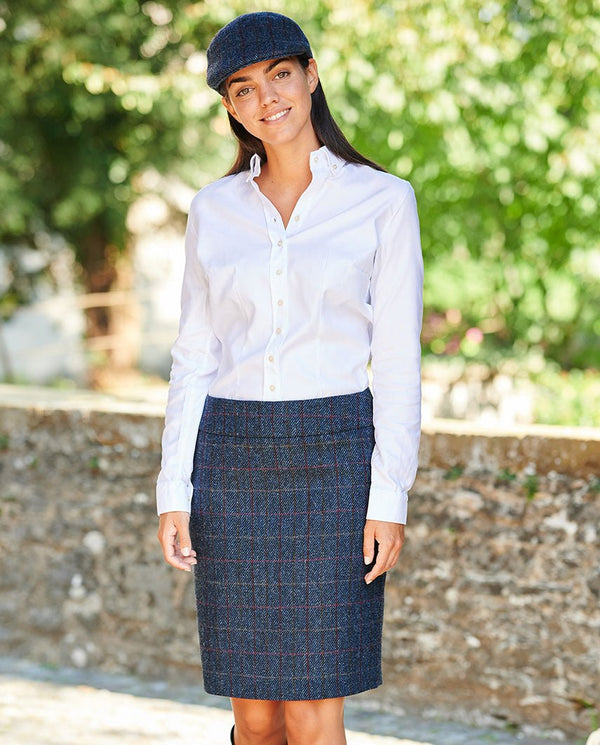 Harris Tweed pencil skirt in Scottish blue
