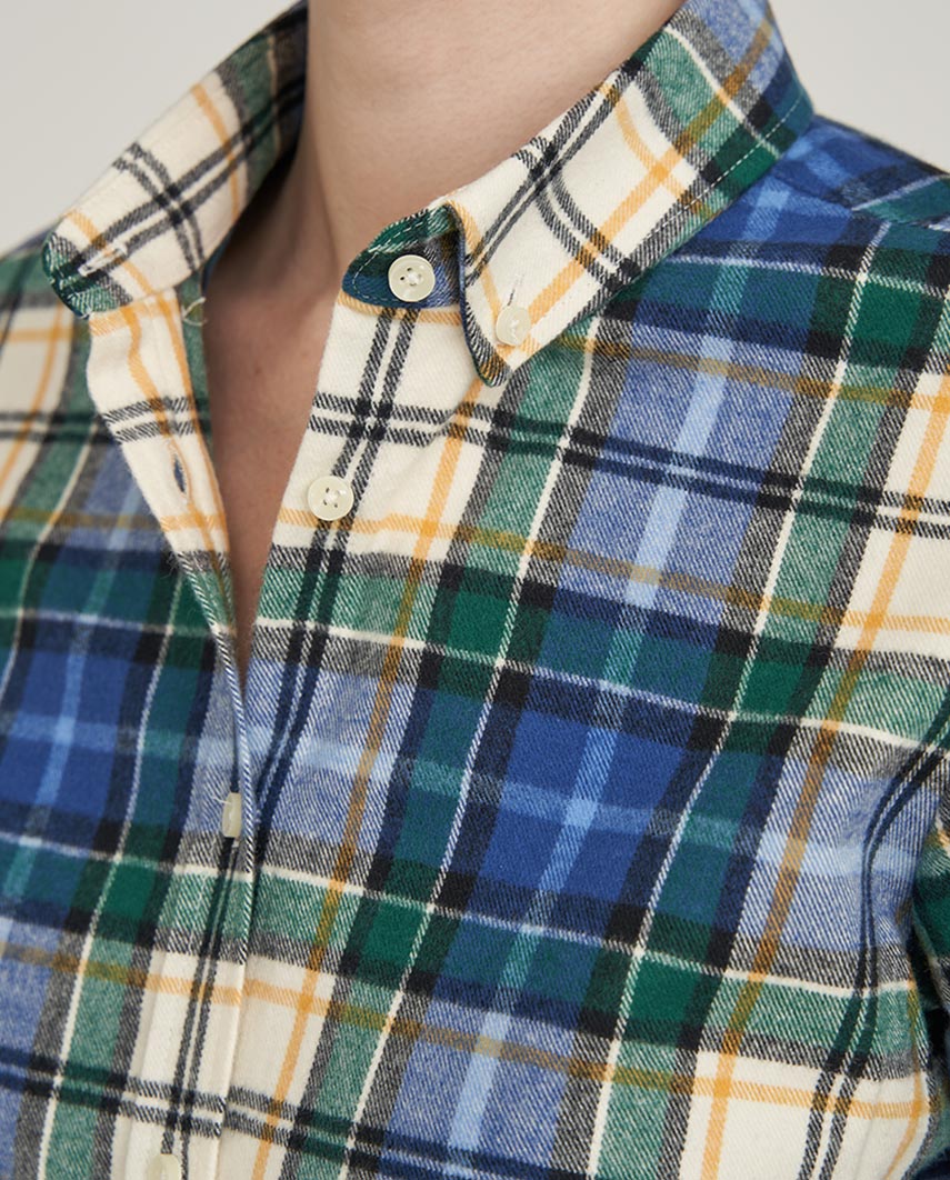 Button-down damesblouse "Stella" in flanell check - Wellington of Bilmore
