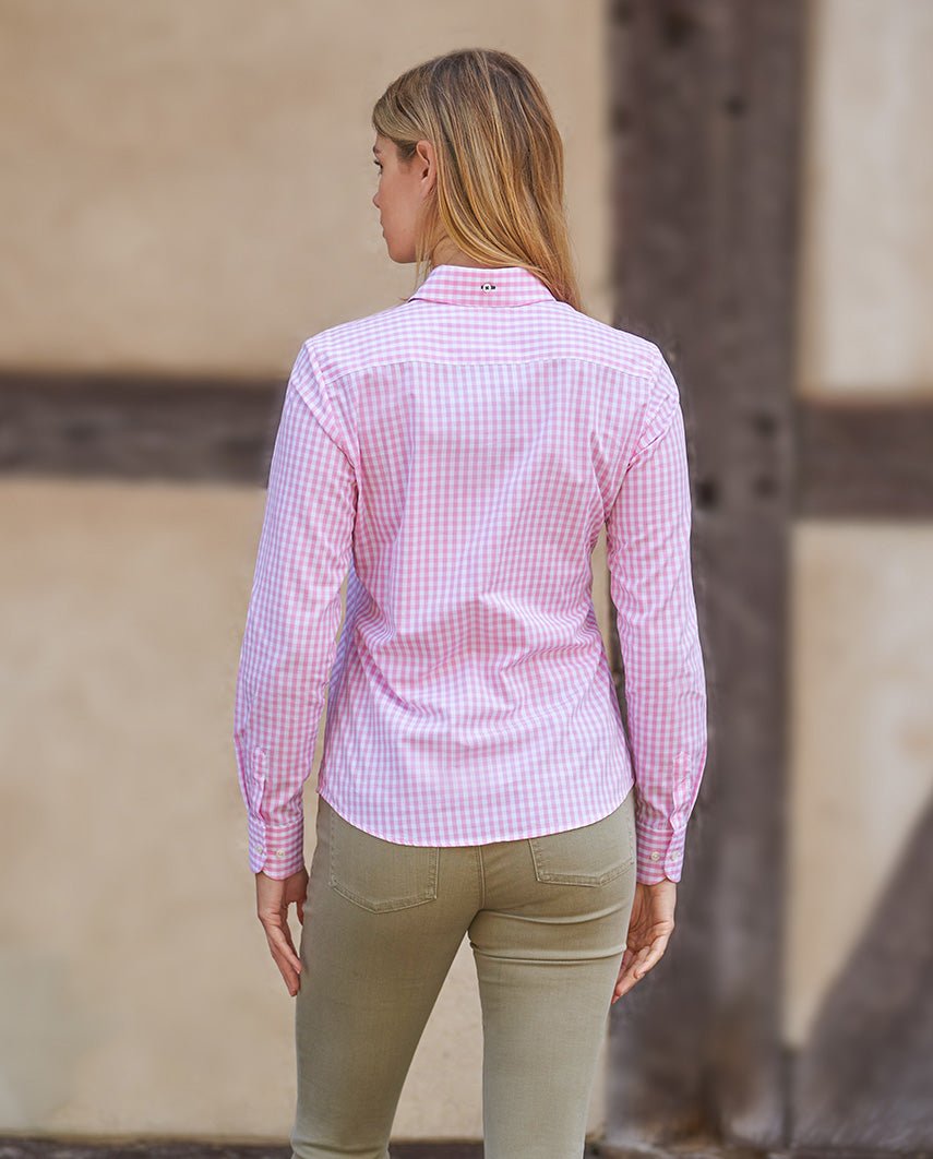 Button - Down - Damenbluse „Stella“ im pinken Vichy - Karo - Wellington of Bilmore