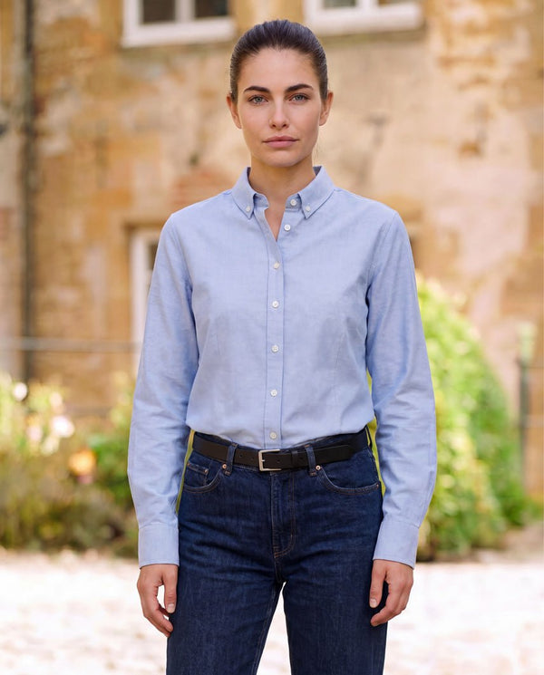 Button-Down Damenbluse "Stella" in blau melange