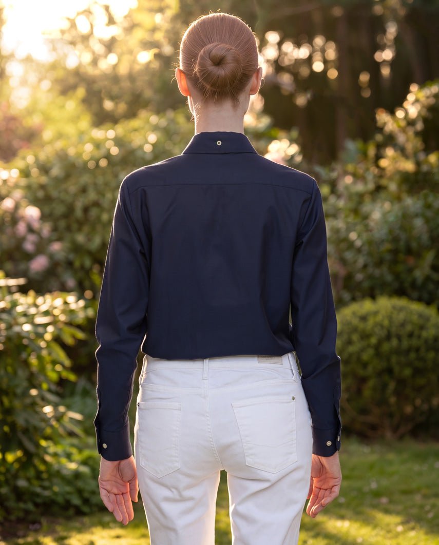 Button-Down Damenbluse "Stella" in navy - Wellington of Bilmore