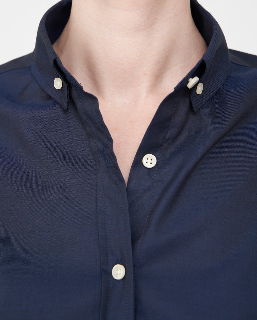 Button-down damesblouse "Stella" in navy - Wellington of Bilmore