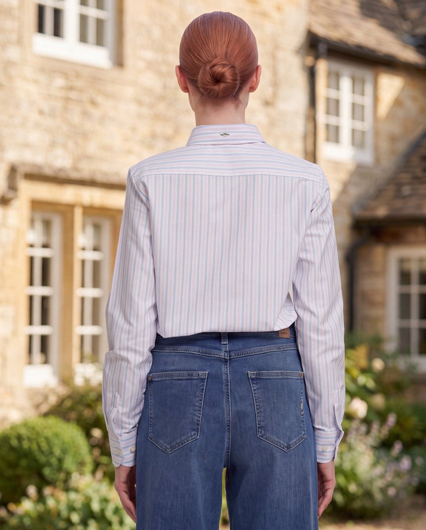 Button-Down Damenbluse "Stella" in rose blue stripe - Wellington of Bilmore