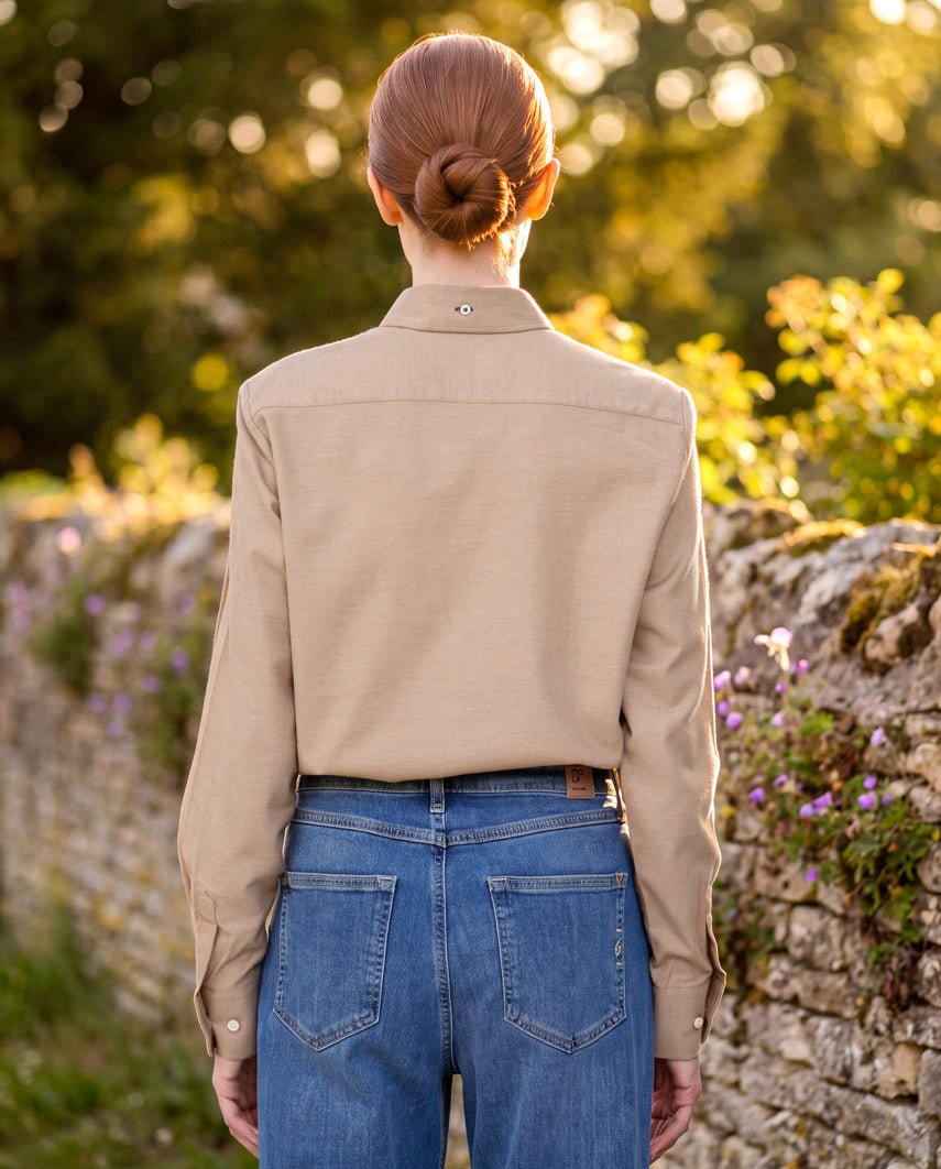 Button-Down Damenbluse "Stella" in sand, Produktkarte