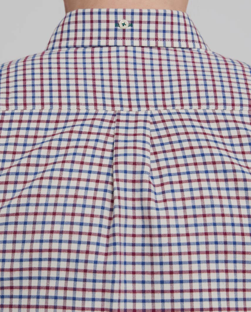Button Down Hemd ”Steward” im weinrot-blauen Fensterkaro - Wellington of Bilmore