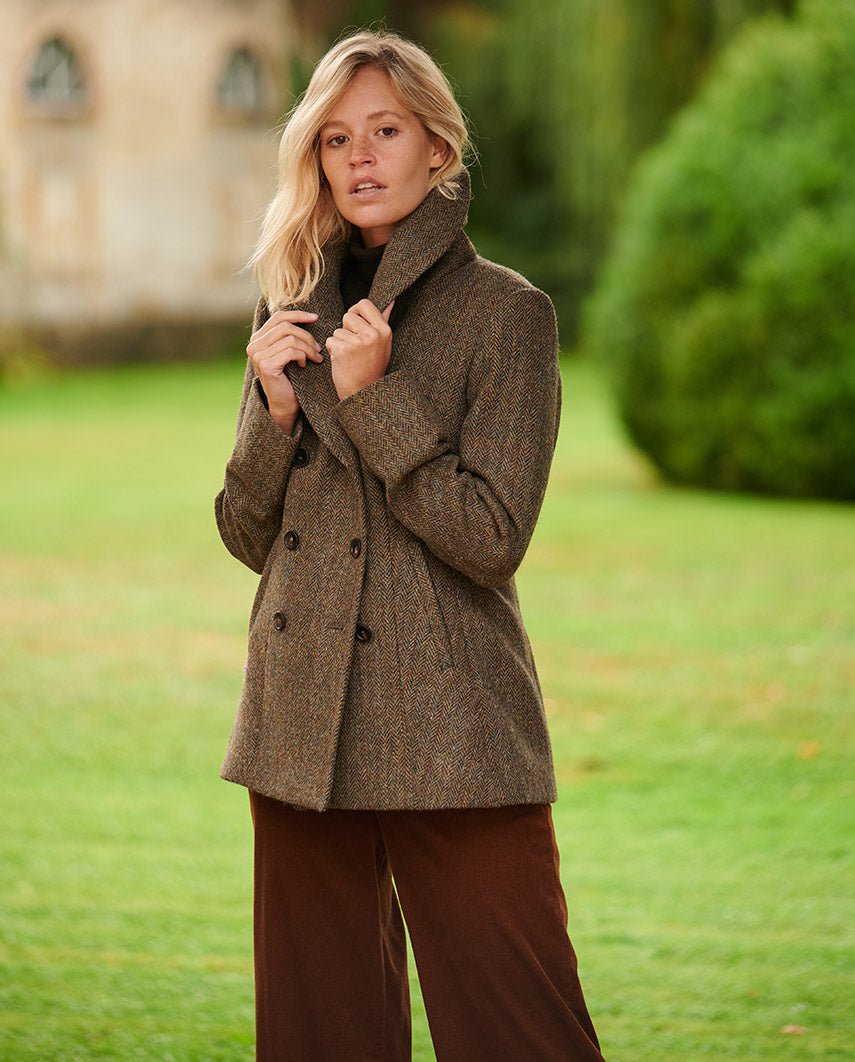 Caban ''Kathy'' aus Harris Tweed in evergreen - Wellington of Bilmore
