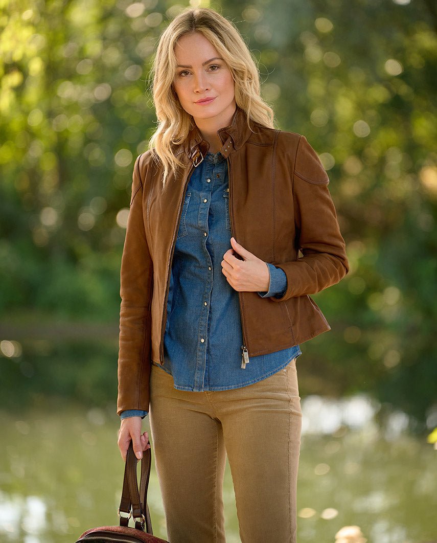 Damen Bikerjacke ,,Jacky'' aus feinstem Nappaleder - Wellington of Bilmore