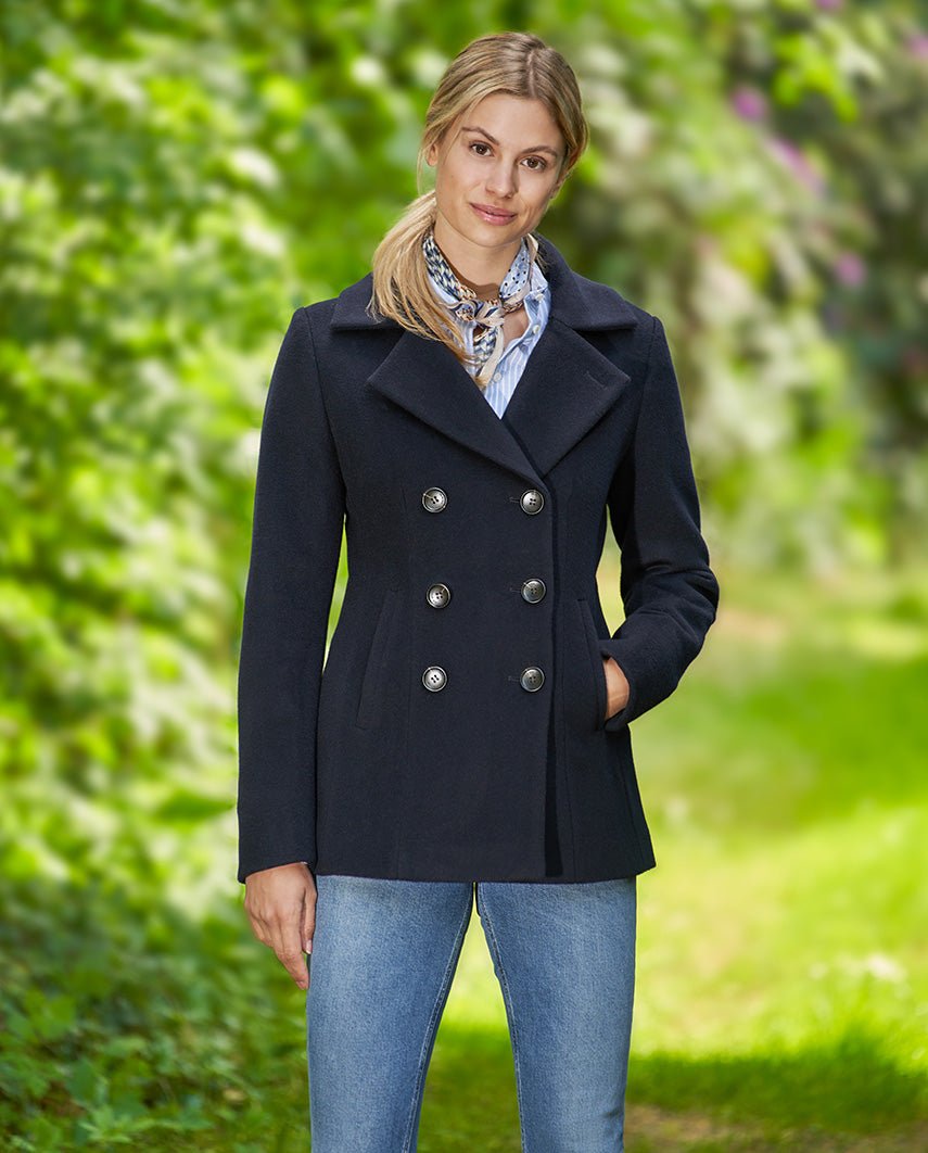 Damen Cabanjacke „Leonie“ aus Woll - Kaschmir - Mix in Navy - Wellington of Bilmore