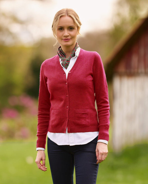 Damen Cardigan "Mara" in red dahlia