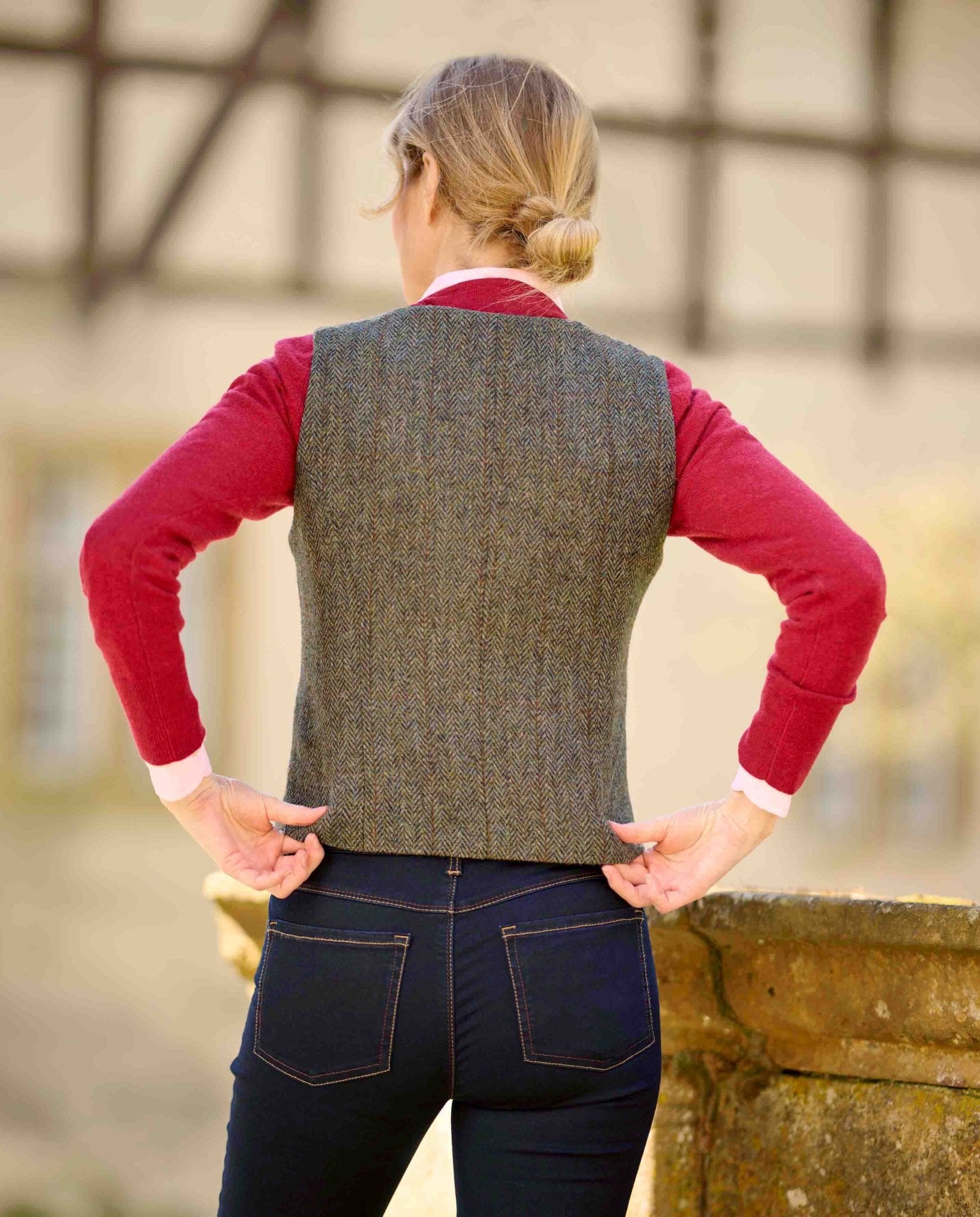 Damen Harris Tweed Weste "Lea" in evergreen - Wellington of Bilmore